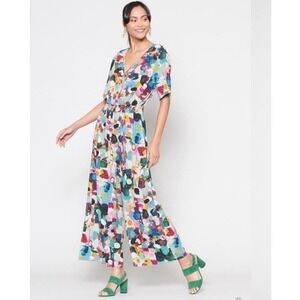 Kindah Khalidy x Gorman Art Print Jumpsuit Size 6 Wide Leg Boho Statement Piece